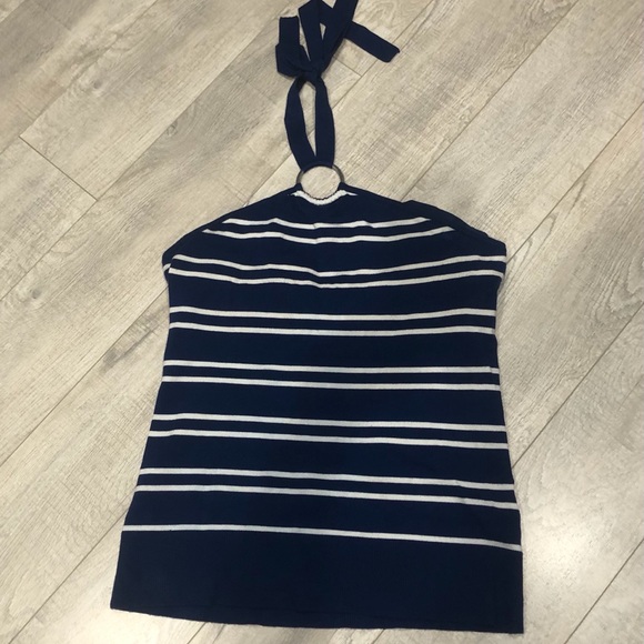 NY&Co Blue/White Striped Halter Top size medium - Picture 1 of 4
